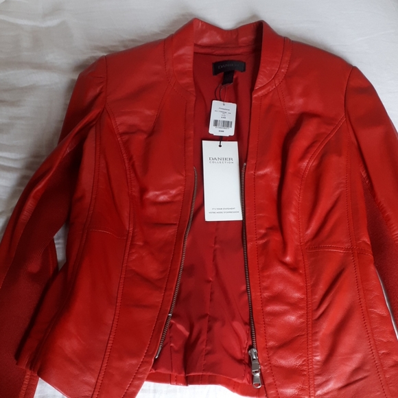 Danier Poppy Red Leather Jacket - Picture 3 of 8